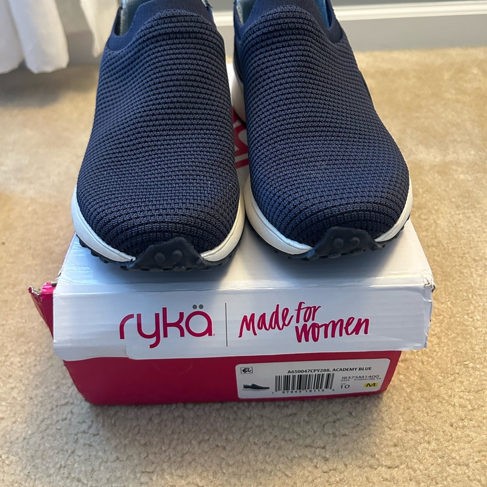 Ryka Women’s Slip-On Knit Sneaker in Navy Blue
